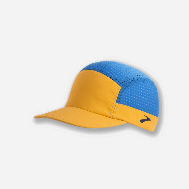 Brooks Propel Mesh Israel - Men's Running Hat - Saffron Orange/Blue Bolt (69451-XTSB)
